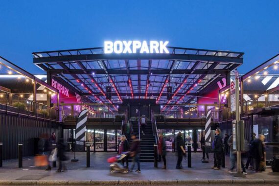 View of Croydon's Boxpark, symbolizing its growth and potential as a top property investment destination in 2024
